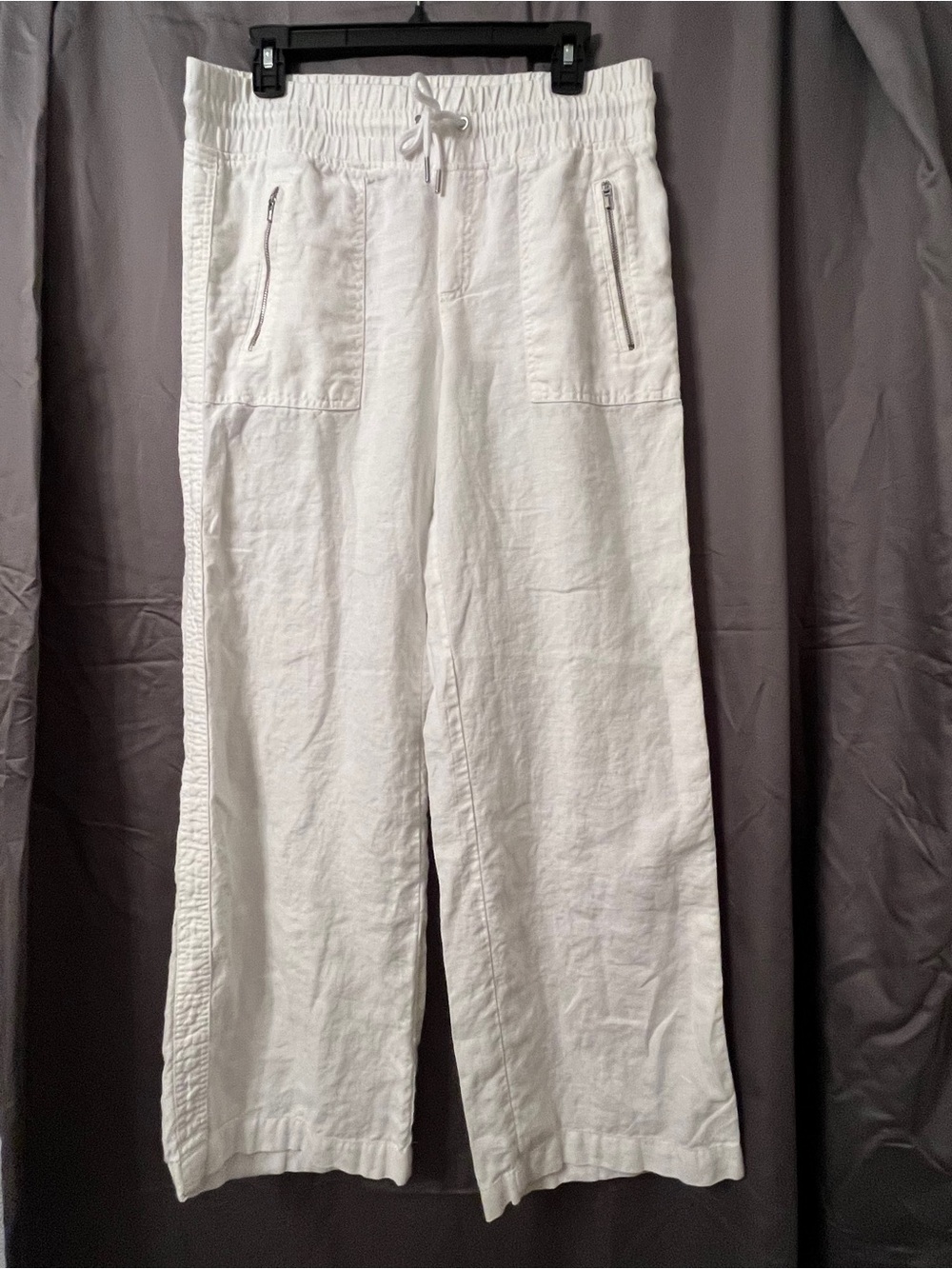 Athleta White Drawstring linen pants size 6